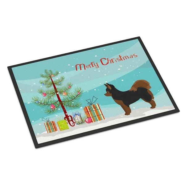 Carolines Treasures 18 x 27 in. Black & Tan Pomchi Christmas Tree Indoor or Outdoor Mat CK3859MAT - main
